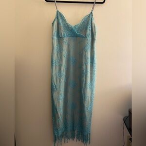 Nicole Miller Turquoise Lace Blouse